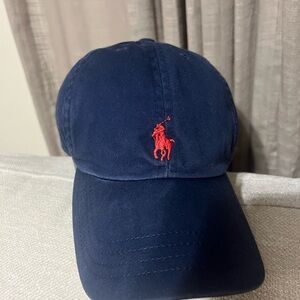 Polo Navy Blue Cap with Red Logo 8-20 one size EUC !  Very nice
